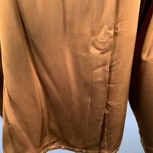 HAIDER ACKERMANN Size S Brown Silk Satin Nehru Collar Hidden Buttons Shirt - Picture 7 of 9